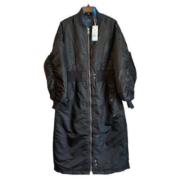 Adidas Blue Version Women’s Black Santiago Long Coat Size Small - Picture 2 of 12
